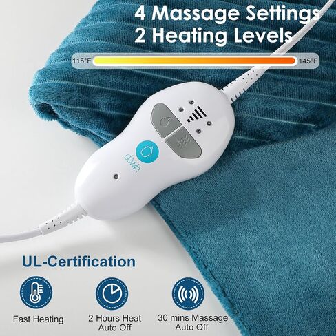 Heating Pad for Neck and Shoulders with 2 Massagers,Vibrating Heating Pads for Back Pain Relief, Auto-shutoff,2 Heat Settings,4 Massage Modes,Machine Washable,Grey in Saudi Arabia