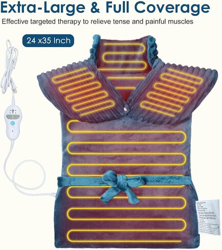 Heating Pad for Neck and Shoulders with 2 Massagers,Vibrating Heating Pads for Back Pain Relief, Auto-shutoff,2 Heat Settings,4 Massage Modes,Machine Washable,Grey in Saudi Arabia