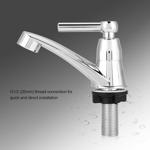 Cold Water Faucet, Waterfall Spout Faucet, Bathroom Sink Faucet Centerset with Drain Assembly, Single Water Tap Bathroom Basin Kitchen Sink Accessories(One Word G1/2) in Saudi Arabia