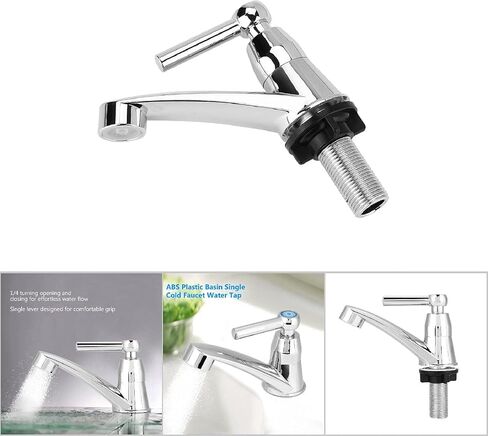 Cold Water Faucet, Waterfall Spout Faucet, Bathroom Sink Faucet Centerset with Drain Assembly, Single Water Tap Bathroom Basin Kitchen Sink Accessories(One Word G1/2) in Saudi Arabia