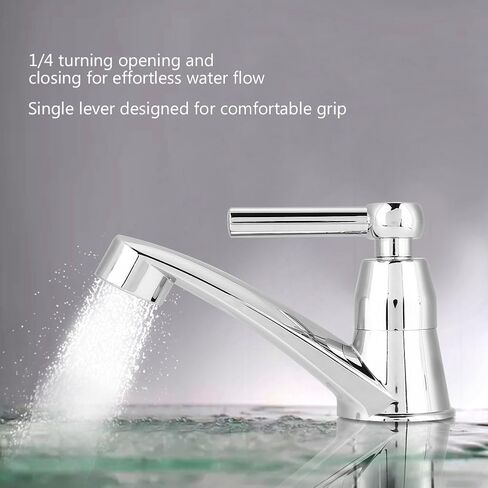 Cold Water Faucet, Waterfall Spout Faucet, Bathroom Sink Faucet Centerset with Drain Assembly, Single Water Tap Bathroom Basin Kitchen Sink Accessories(One Word G1/2) in Saudi Arabia