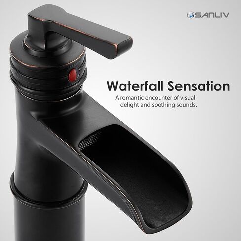 Vessel Sink Bathroom Faucet, Oil Rubbed Bronze Tall Waterfall Bathroom Faucet One Hole, Single Handle Vanity Vessel Faucet, Modern Lavatory Bowl Sink Faucet with Drain in Saudi Arabia