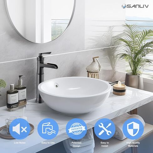 Vessel Sink Bathroom Faucet, Oil Rubbed Bronze Tall Waterfall Bathroom Faucet One Hole, Single Handle Vanity Vessel Faucet, Modern Lavatory Bowl Sink Faucet with Drain in Saudi Arabia