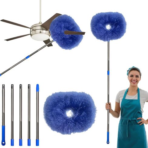 85 Inch Ceiling Fan Cleaner Duster Reusable Microfiber Ceiling Fan Blade Cleaner Removable Duster with Extension Pole for Cleaning Walls Bookshelves Furniture Door Window Top (Grey) in Saudi Arabia
