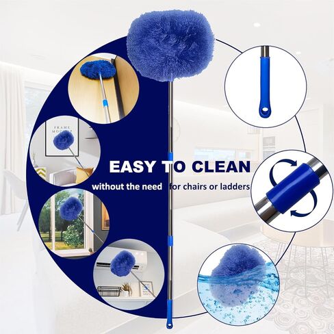 85 Inch Ceiling Fan Cleaner Duster Reusable Microfiber Ceiling Fan Blade Cleaner Removable Duster with Extension Pole for Cleaning Walls Bookshelves Furniture Door Window Top (Grey) in Saudi Arabia