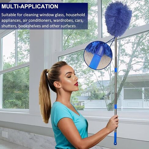 85 Inch Ceiling Fan Cleaner Duster Reusable Microfiber Ceiling Fan Blade Cleaner Removable Duster with Extension Pole for Cleaning Walls Bookshelves Furniture Door Window Top (Grey) in Saudi Arabia