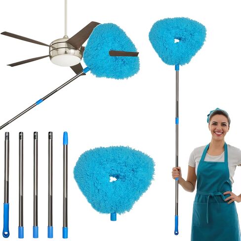 85 Inch Ceiling Fan Cleaner Duster Reusable Microfiber Ceiling Fan Blade Cleaner Removable Duster with Extension Pole for Cleaning Walls Bookshelves Furniture Door Window Top (Grey) in Saudi Arabia