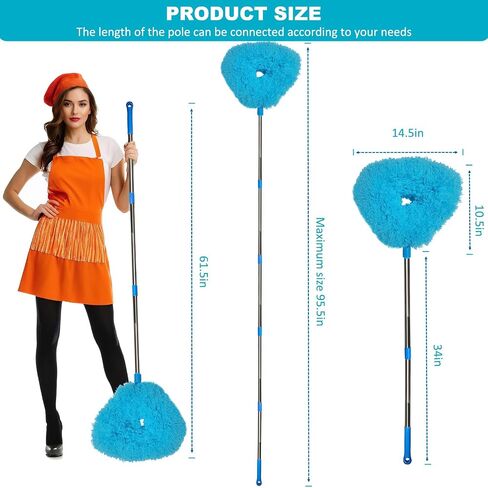 85 Inch Ceiling Fan Cleaner Duster Reusable Microfiber Ceiling Fan Blade Cleaner Removable Duster with Extension Pole for Cleaning Walls Bookshelves Furniture Door Window Top (Grey) in Saudi Arabia