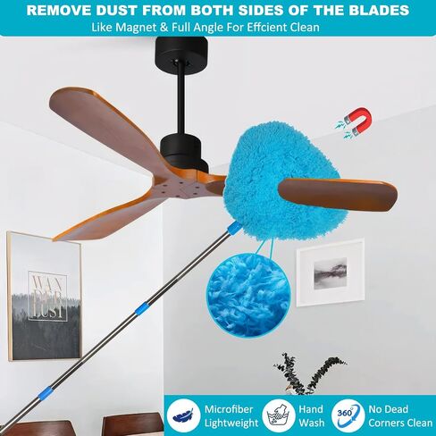 85 Inch Ceiling Fan Cleaner Duster Reusable Microfiber Ceiling Fan Blade Cleaner Removable Duster with Extension Pole for Cleaning Walls Bookshelves Furniture Door Window Top (Grey) in Saudi Arabia