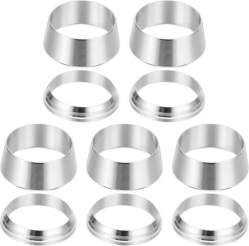 PATIKIL 6mm Tube OD 304 Stainless Steel Compression Tube Fitting Sleeve, 20 Pack Double Ferrule Ring Tubing Fitting Assortment Kit, Silver in Kuwait