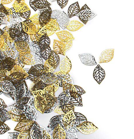AUEAR, Hollow Leaf Charms Pendants Metal Leaf Crafts Pendant Leaves Charm Ornaments for Jewelry Making Bracelets DIY Craft Accessories in Saudi Arabia