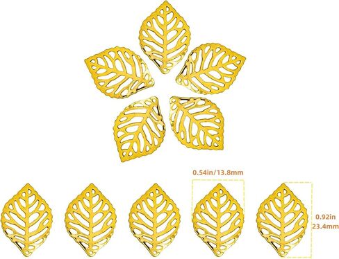 AUEAR, Hollow Leaf Charms Pendants Metal Leaf Crafts Pendant Leaves Charm Ornaments for Jewelry Making Bracelets DIY Craft Accessories in Saudi Arabia