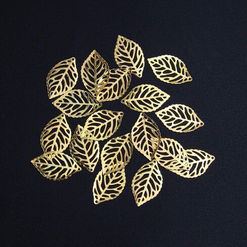 AUEAR, Hollow Leaf Charms Pendants Metal Leaf Crafts Pendant Leaves Charm Ornaments for Jewelry Making Bracelets DIY Craft Accessories in Saudi Arabia