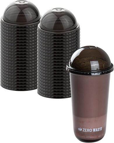LIDS ONLY: Zero Waste 3.5 x 3.5 Inch Plastic Lids, 100 Disposable Flat Lids - Cups Sold Separately, Commercially Compostable, Black PLA Plastic Lids, Fits 12,16, And 24 Ounce Cups - Restaurantware in Saudi Arabia