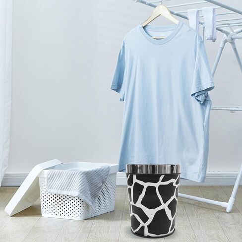 سلة قمامة مستديرة فاخرة مع غطاء، سلة مهملات المكتب، سلة مهملات الحمام، دلو ورقي صغير للمنزل (طباعة بقرة) in Kuwait