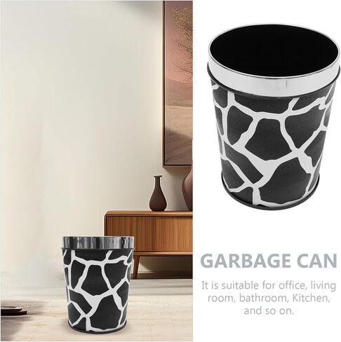 سلة قمامة مستديرة فاخرة مع غطاء، سلة مهملات المكتب، سلة مهملات الحمام، دلو ورقي صغير للمنزل (طباعة بقرة) in Kuwait