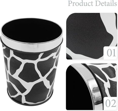 سلة قمامة مستديرة فاخرة مع غطاء، سلة مهملات المكتب، سلة مهملات الحمام، دلو ورقي صغير للمنزل (طباعة بقرة) in Kuwait