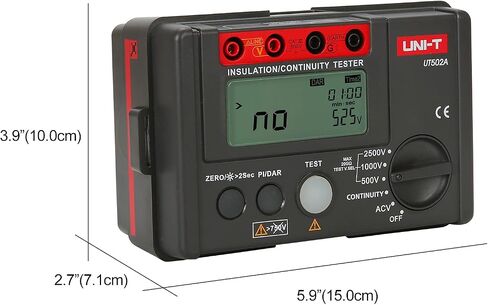 UNI-T Digital Megohmmeter UT501A Insulation Resistance Tester Multimeter, Electrician Megohm Meter, 125V/250V/500V/1000V Test Voltage, 0.01~200Ω Low Resistance Testing, 2000 Counts Auto Ranging in Saudi Arabia