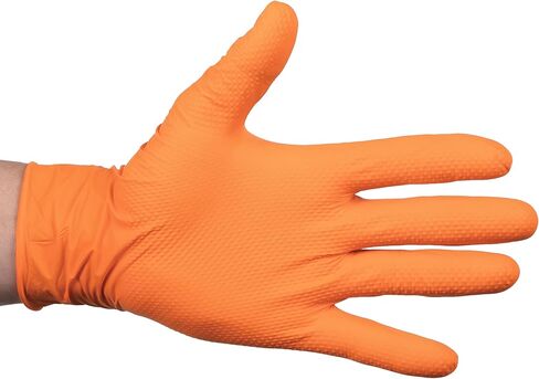 قفازات ForPro شديدة التحمل من النتريل للاستعمال مرة واحدة، برتقالية، 8 مل، درجة صناعية، مقبض ماسي مرتفع، خالية من اللاتكس، عدد 100 in Kuwait