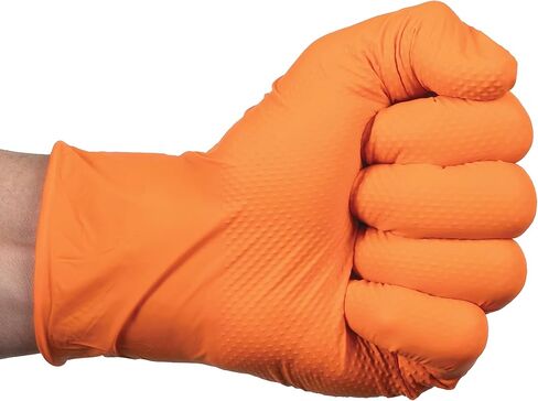 قفازات ForPro شديدة التحمل من النتريل للاستعمال مرة واحدة، برتقالية، 8 مل، درجة صناعية، مقبض ماسي مرتفع، خالية من اللاتكس، عدد 100 in Kuwait