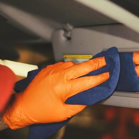 قفازات ForPro شديدة التحمل من النتريل للاستعمال مرة واحدة، برتقالية، 8 مل، درجة صناعية، مقبض ماسي مرتفع، خالية من اللاتكس، عدد 100 in Kuwait