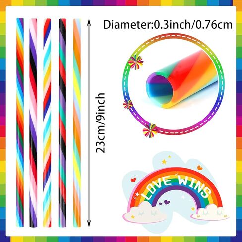 JANYUN 30 Pieces Reusable Plastic Straws BPA-Free 9" Colorful Printing Hard Platic Stripe Drinking Straw for Mason Jar Tumbler Family or Party Use Cleaning Brush Included(Random Pattern) (Straight) in Kuwait