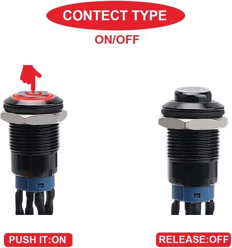 5 قطع 12 ملم زر ضغط LED بغطاء أسود IP65 مقاوم للماء مفتاح زر ضغط ذاتي القفل SPST 2 موضع تشغيل مع أسلاك طرفية للسيارة 5 ألوان (أحمر/أصفر/أزرق/أخضر/أبيض) in Saudi Arabia