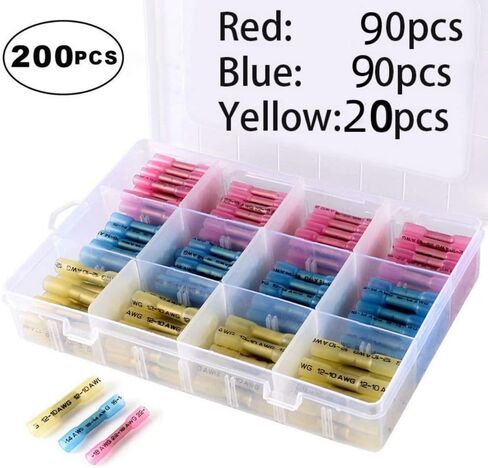 Solder Seal Wire Connectors - Yellow 12-10 AWG - Heat Shrink Solder Butt Connectors - Tinned - Automotive Marine Boat Crimp (100) in Saudi Arabia
