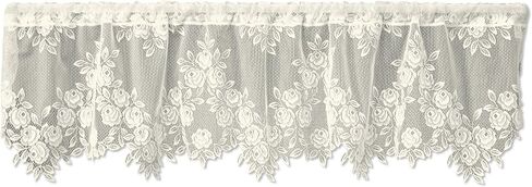 Heritage Lace Tea Rose 60-Inch Wide by 17-Inch Drop Valance, White in Saudi Arabia