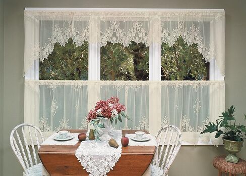 Heritage Lace Tea Rose 60-Inch Wide by 17-Inch Drop Valance, White in Saudi Arabia