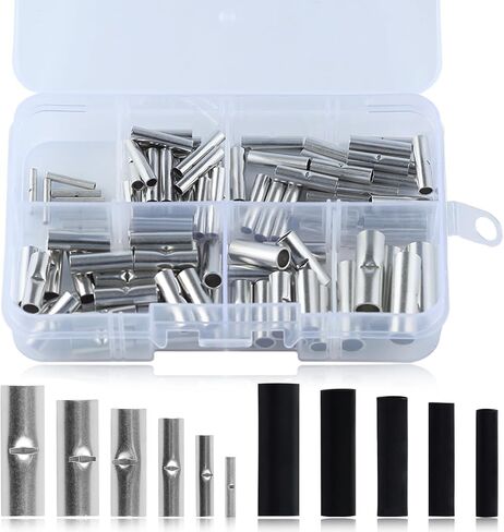 220 Pcs Non Insulated Butt Connectors Kit With Heat Shrinkable Tube Butt, 24-8AWG Seamless Uninsulated Butt, Tinned Copper Butt Splice Connector, Non Insulated Wire Connectors Crimp Terminals in Saudi Arabia