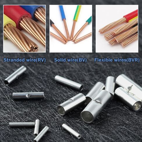 220 Pcs Non Insulated Butt Connectors Kit With Heat Shrinkable Tube Butt, 24-8AWG Seamless Uninsulated Butt, Tinned Copper Butt Splice Connector, Non Insulated Wire Connectors Crimp Terminals in Saudi Arabia