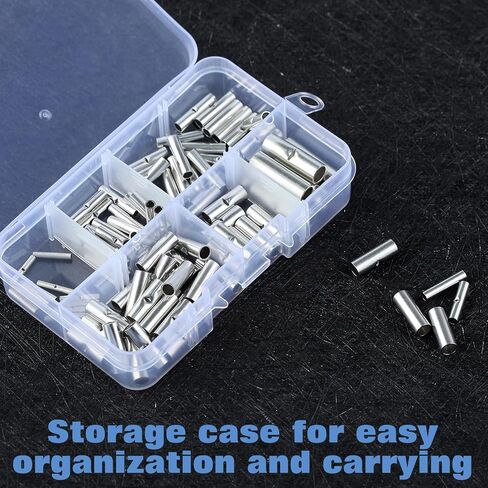 220 Pcs Non Insulated Butt Connectors Kit With Heat Shrinkable Tube Butt, 24-8AWG Seamless Uninsulated Butt, Tinned Copper Butt Splice Connector, Non Insulated Wire Connectors Crimp Terminals in Saudi Arabia