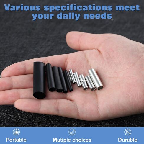 220 Pcs Non Insulated Butt Connectors Kit With Heat Shrinkable Tube Butt, 24-8AWG Seamless Uninsulated Butt, Tinned Copper Butt Splice Connector, Non Insulated Wire Connectors Crimp Terminals in Saudi Arabia