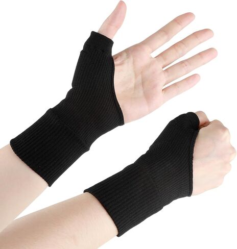 Sibba Thumb Arthritis Compression Gloves Breathable Wrist Support Brace Relieve Joints Hand Pads Elastic Fingerless Glove Flexible Sport Pading Fit Thumb Aching, Women, Men (Black) in Saudi Arabia
