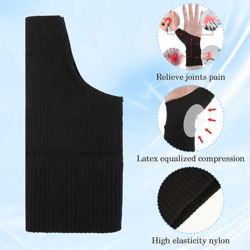 Sibba Thumb Arthritis Compression Gloves Breathable Wrist Support Brace Relieve Joints Hand Pads Elastic Fingerless Glove Flexible Sport Pading Fit Thumb Aching, Women, Men (Black) in Saudi Arabia