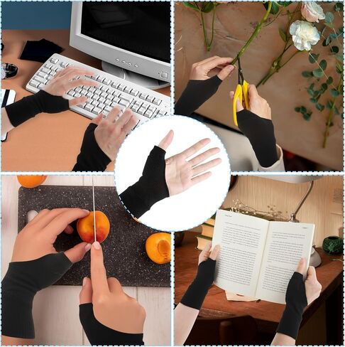 Sibba Thumb Arthritis Compression Gloves Breathable Wrist Support Brace Relieve Joints Hand Pads Elastic Fingerless Glove Flexible Sport Pading Fit Thumb Aching, Women, Men (Black) in Saudi Arabia