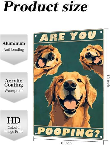 Metal Sign Golden Retriever Are You Pooping Sign Vintage Funny Sign Retro Aluminum Tin Signs for Home Farm Garden Bar Bathroom Kitchen 8x12 Inches(169) in Saudi Arabia