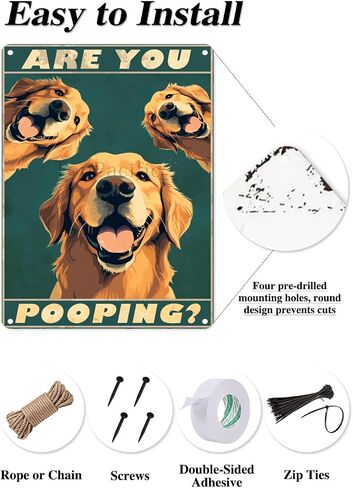 Metal Sign Golden Retriever Are You Pooping Sign Vintage Funny Sign Retro Aluminum Tin Signs for Home Farm Garden Bar Bathroom Kitchen 8x12 Inches(169) in Saudi Arabia