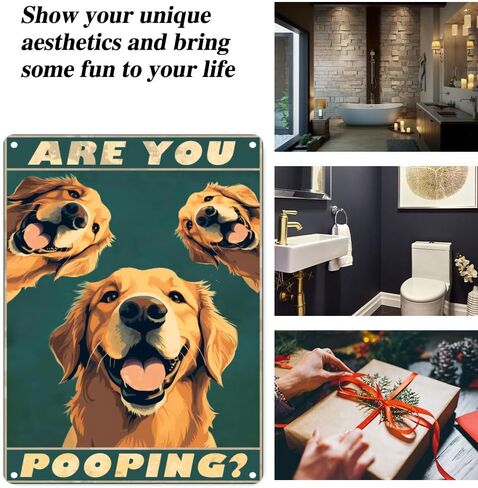 Metal Sign Golden Retriever Are You Pooping Sign Vintage Funny Sign Retro Aluminum Tin Signs for Home Farm Garden Bar Bathroom Kitchen 8x12 Inches(169) in Saudi Arabia