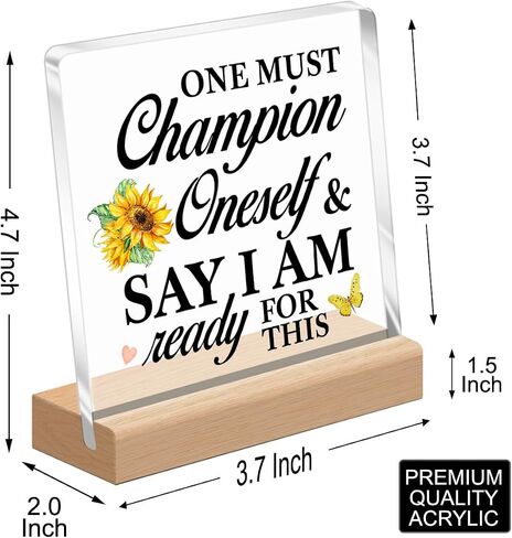 Inspirational Desk Decor,One Must Champion Oneself and Say Acrylic Plaque for Office Desk Tabletop Decor,Motivational Gift for Women Men Friend Family A360 in Saudi Arabia