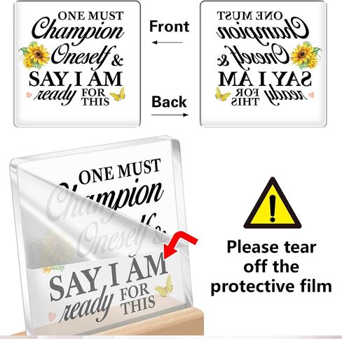Inspirational Desk Decor,One Must Champion Oneself and Say Acrylic Plaque for Office Desk Tabletop Decor,Motivational Gift for Women Men Friend Family A360 in Saudi Arabia