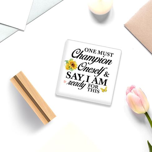 Inspirational Desk Decor,One Must Champion Oneself and Say Acrylic Plaque for Office Desk Tabletop Decor,Motivational Gift for Women Men Friend Family A360 in Saudi Arabia