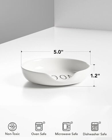 LE TAUCI Spoon Rest for Kitchen Counter, Spoon Rest for Stove Top, Farmhouse Kitchen Decor, Ceramic Utensil Holder for Cooking, 5 Inch - Set of 4, Oyster White in Saudi Arabia