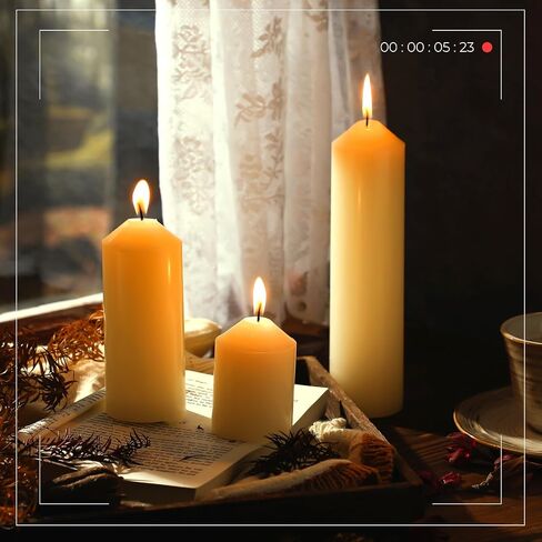 MTLEE Set of 60 White Pillar Candles Bulk 2 x 3, 2 x 5, 2 x 8 in Large Unscented Candle Tall Decorative Emergency Candles Big Cotton Wick Candle for Wedding Home Restaurant Spa Church Decoration in Saudi Arabia