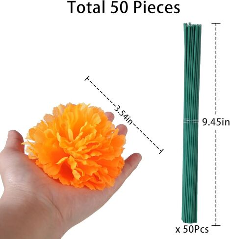 Marigold Flowers 50Pcs 2'' Silk Artificial Marigold Flowers Head Bulk for DIY Diwali Festival Indian Wedding Party Day of The Dead Dia de Los Muertos ofrenda Altar Decorations (Orange) in Saudi Arabia