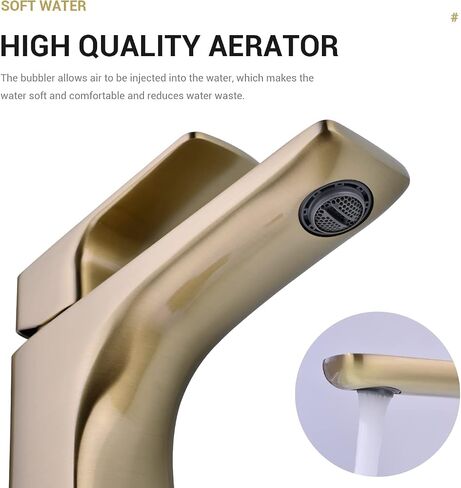 Brushed Gold Bathroom Faucets for Vanity Sink Single Handle 1-Hole Deck Mount Solid Brass Lavatory Mixer Hot and Cold Water Taps Wash Basin Faucet in Saudi Arabia