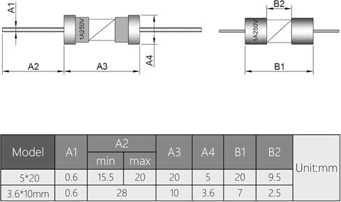 Fielect 10Pcs Glass Tube Fuses Axial with Lead Fast Blow Glass Fuse 3A 250V 5x20mm for Replacing or Repairing Many Home Electronics 10Pcs (F3A) in Saudi Arabia