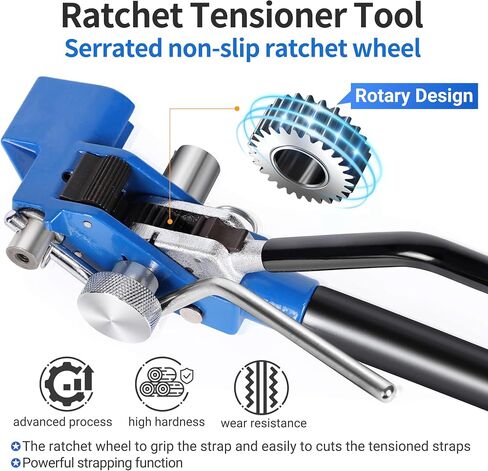 Steel Banding Strapping Kit - Steel Strapping Tool Screw-Type Tensioner&Cutter, 100Ft×3/4'' S304 Banding Coil with Blue Tray, 100ps Steel Buckles, Metal Banding Tool for High Tensile Metal Packing in Saudi Arabia