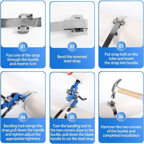 Steel Banding Strapping Kit - Steel Strapping Tool Screw-Type Tensioner&Cutter, 100Ft×3/4'' S304 Banding Coil with Blue Tray, 100ps Steel Buckles, Metal Banding Tool for High Tensile Metal Packing in Saudi Arabia